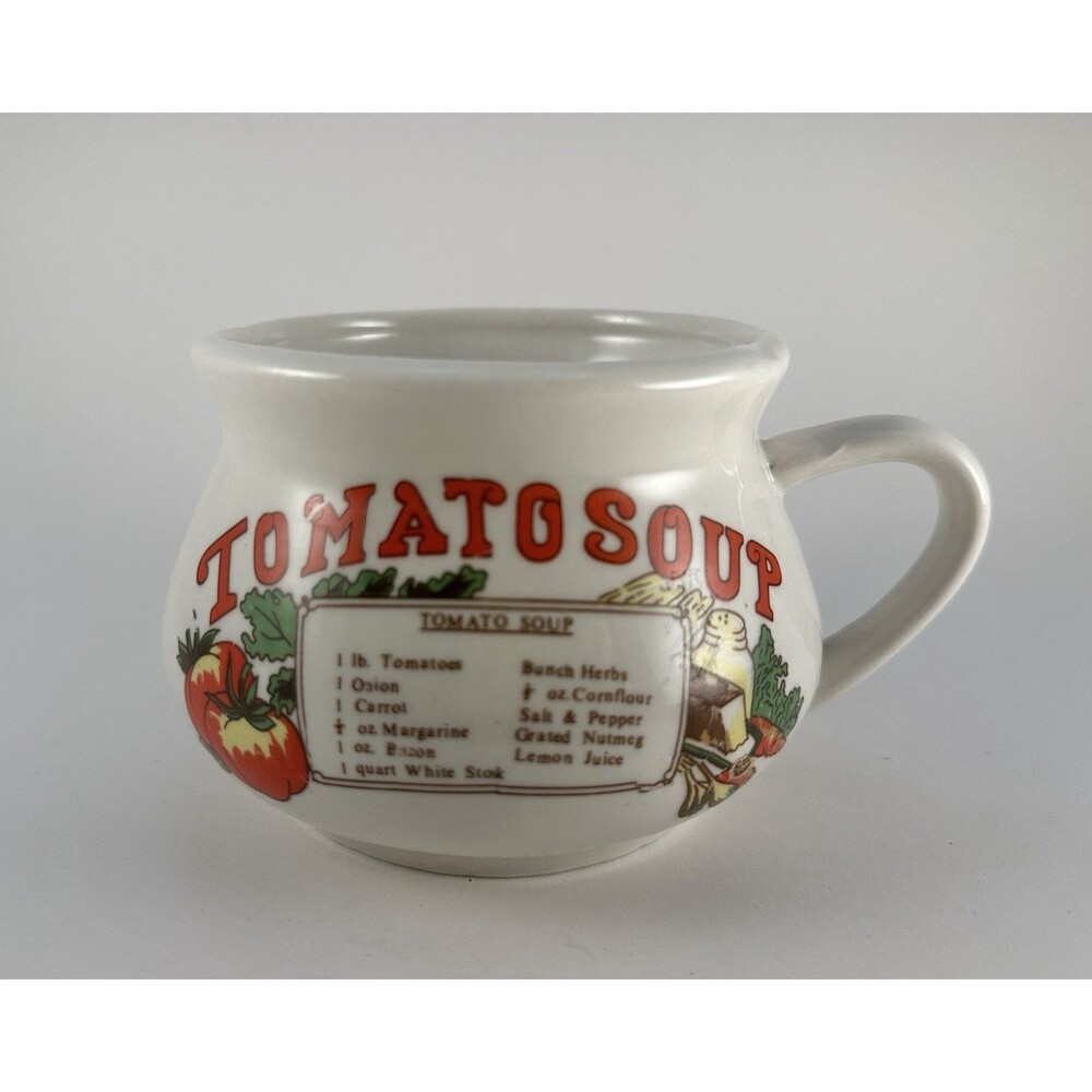 Vintage Tomato Soup Recipe Mug Crock Farmhouse Country Kitchen